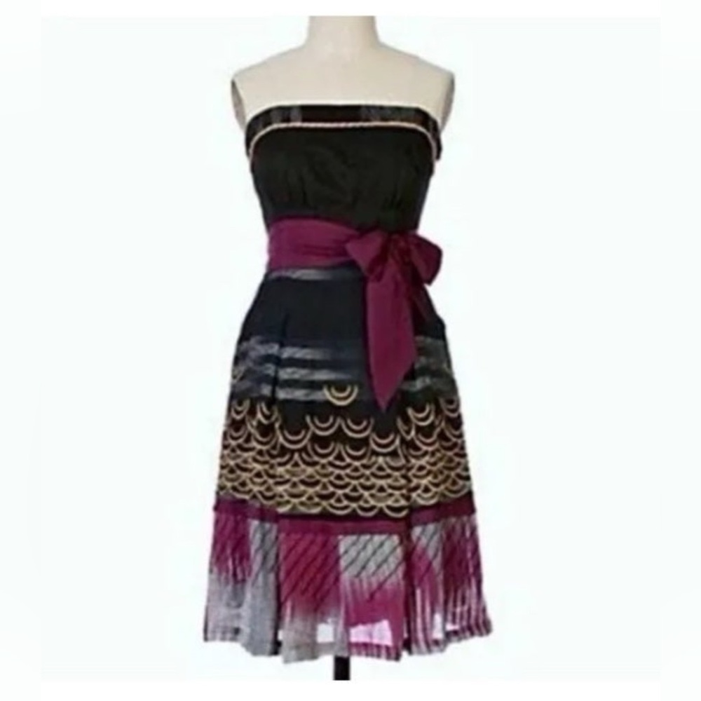 Anthroplogie Floreat One Hundred Summits Dress Sz 2 Strapless Vintage Full Skirt